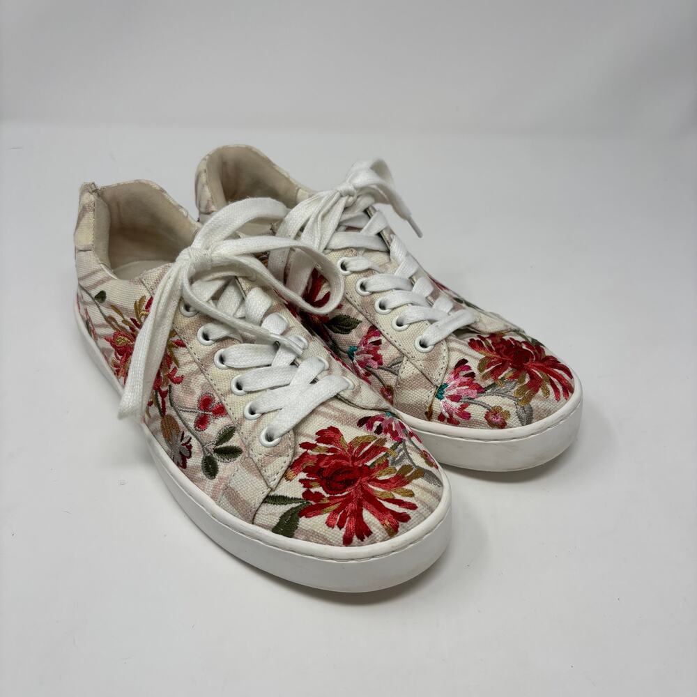 Johnny Was Womens Sz6 Jayla Floral Multicolor Embroidered Low-Top Sneakers